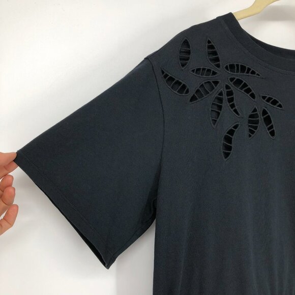 See by Chloe Black T-Shirt Mini Dress eyelets detailing & drawstring waist - Picture 10 of 15